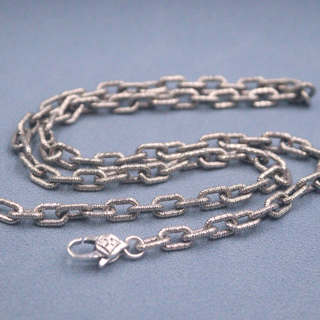 Real S925 Sterling Silver Chain Men’s 5mm Vintage Cable Link Necklace 20inch L