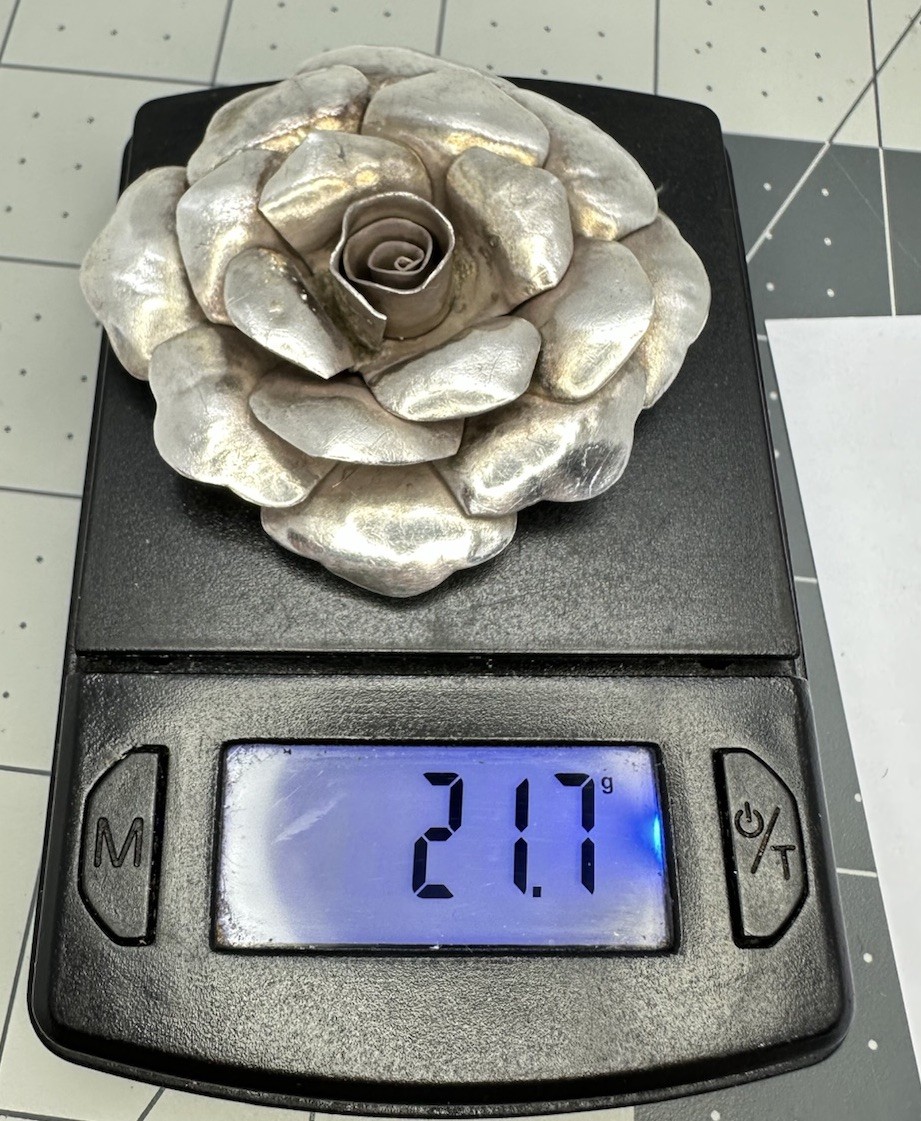 Unique VNT NOS Sterling Silver Handcrafted 3D Flower Pendant Heavy 21g 2”in!