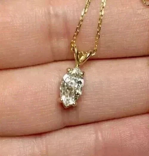 3CT Marquise Cut Lab Created Diamond Women’s Pendant 14k Yellow Gold Plated