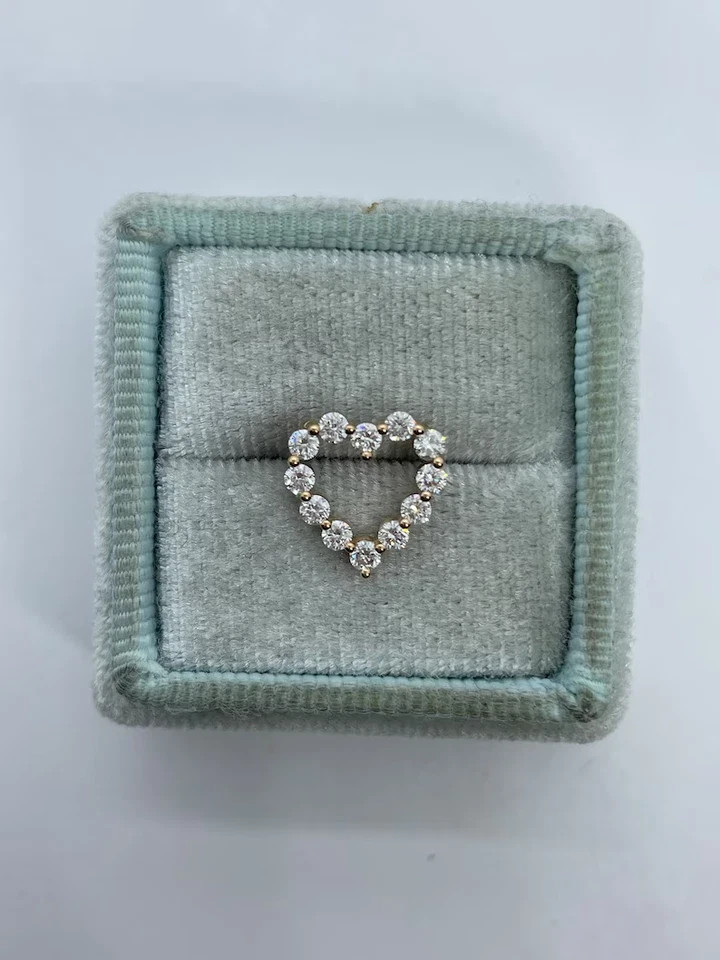 14KYellow Gold Plated Silver0.50Ct Round Cut Real Moissanite Women Heart Pendant
