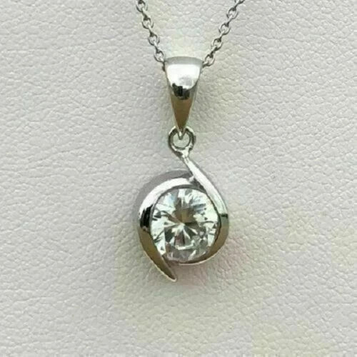 2.00Ct Round Cut Diamond Solitaire Pendant 14k White Gold Finish 18″ Free Chain