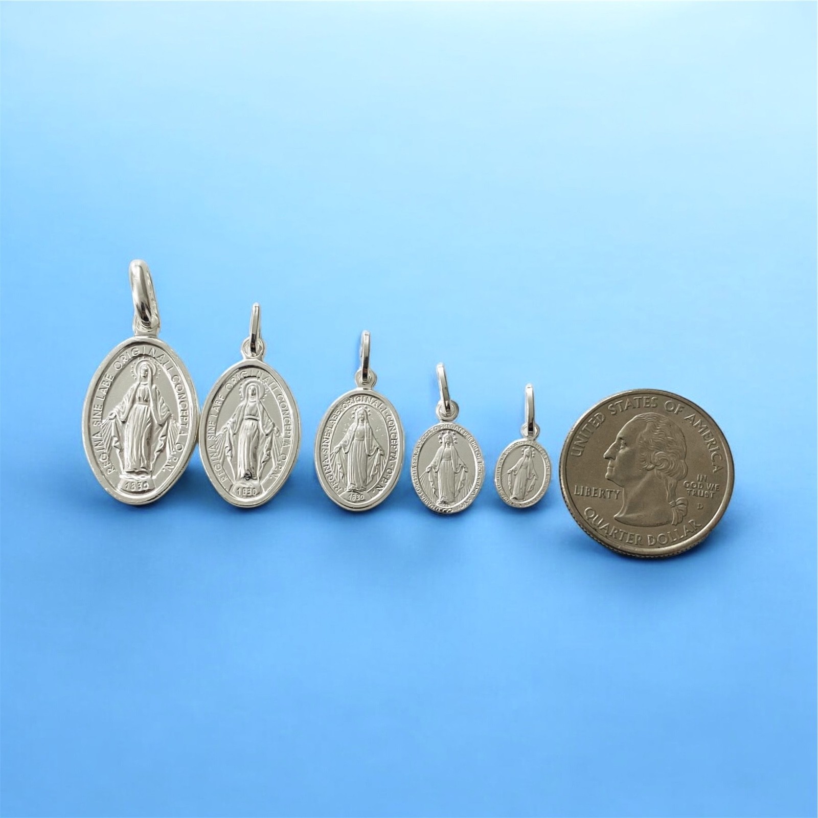 Solid 925 Sterling Silver Virgin Miraculous Milagrosa Mary Medal Pendant – ESP37