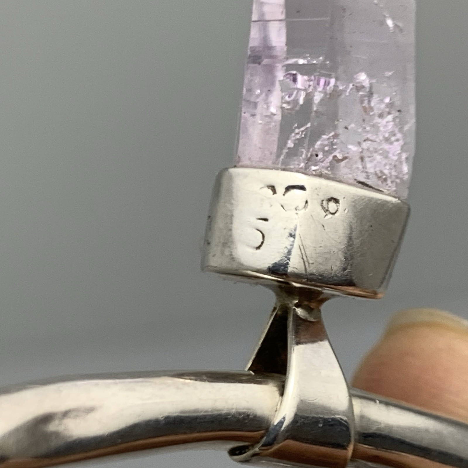 Sterling Silver Amethyst Point Pendant W/ Accent Garnet Necklace