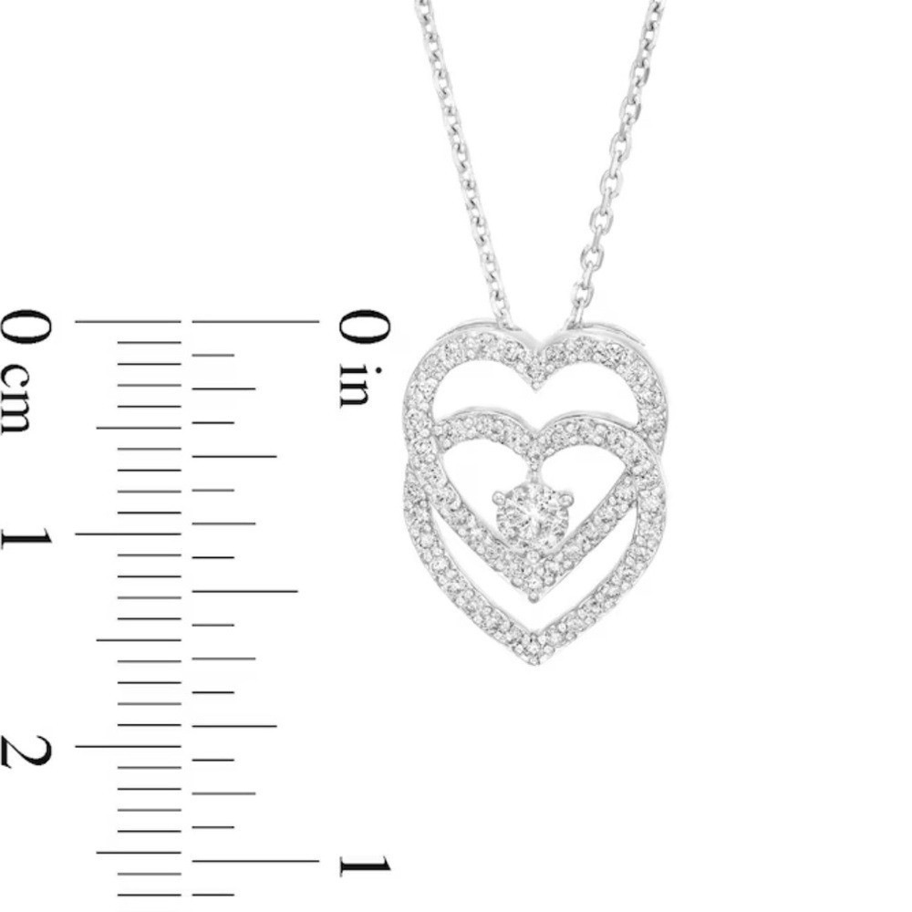 1/2 CT TW Diamond Interlocking Hearts Pendant 10K White Gold You Me US