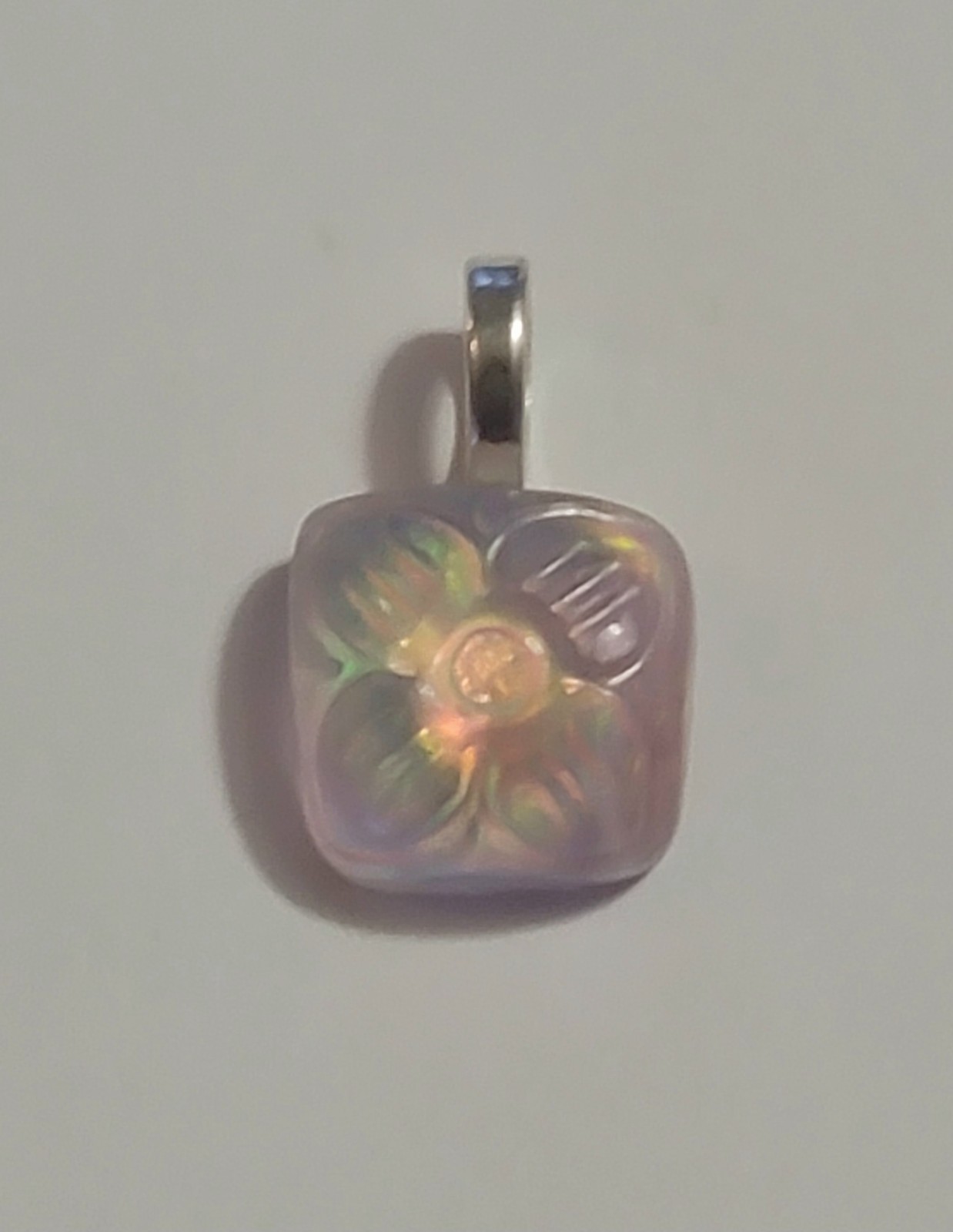 Natural Aurora Opal Pendant Certified Square 11.05Ct (SEE DETAILS)