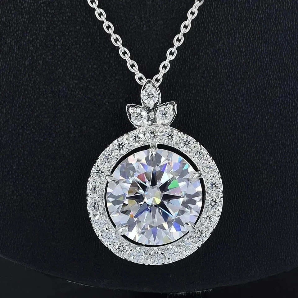 11.50 Ct Round White Treated Diamond Solitaire Pendant 925 Silver Certified