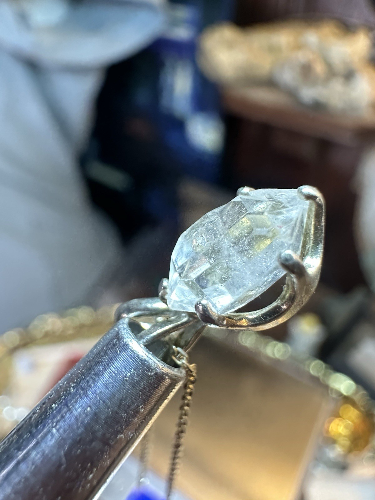 Delicate OOAK Herkimer Diamond 925 Sterling Silver Necklace 18 In