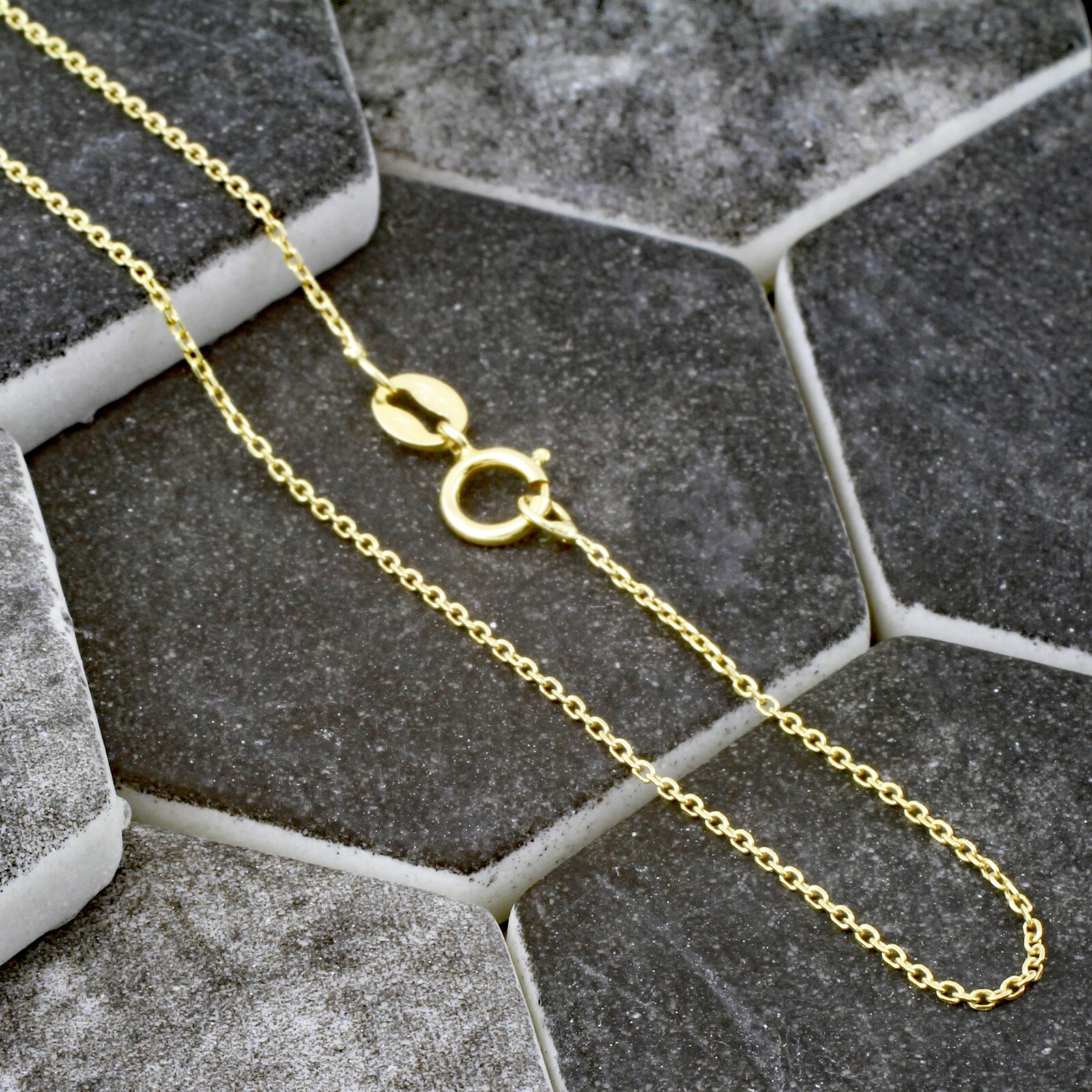 925 Sterling Silver Thin Rolo Cable Chain Necklace Rose Gold/Gold Plated Rhodium