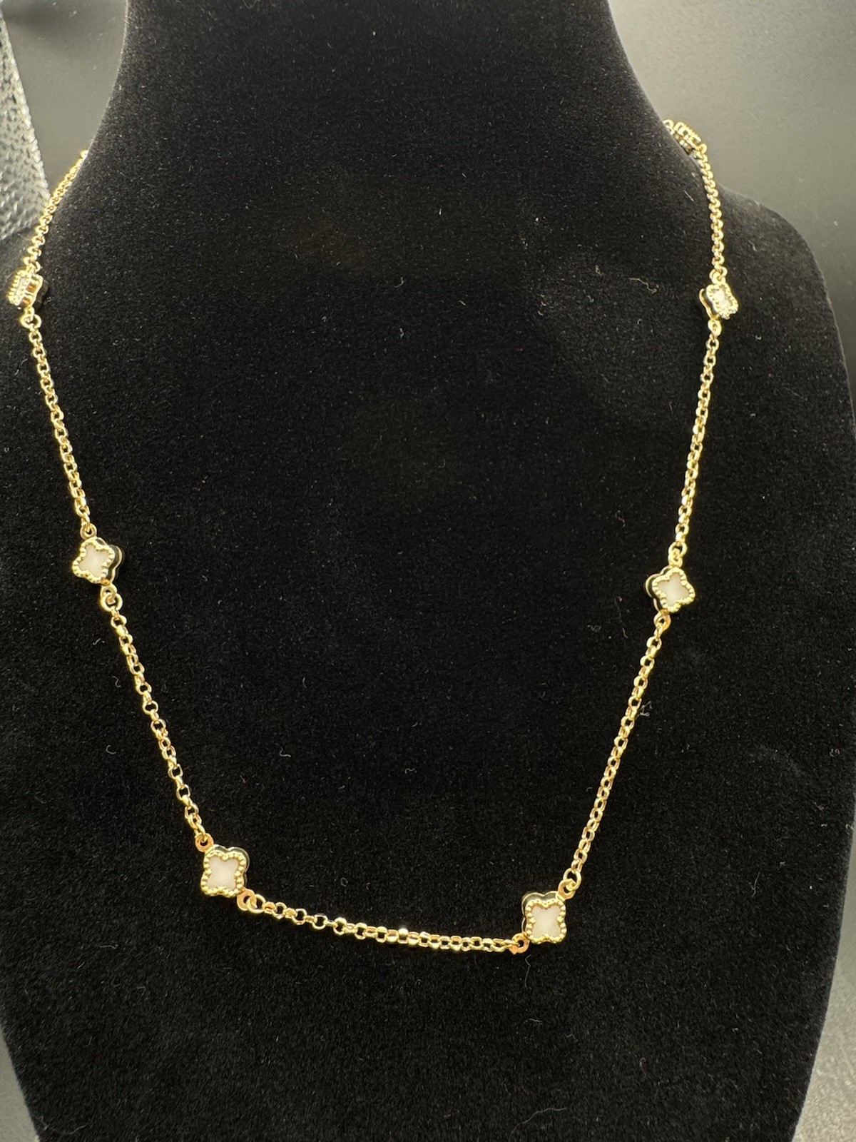 Yellow Gold Station Cable Chain Necklace, Spring Ring Closure, 4.69g