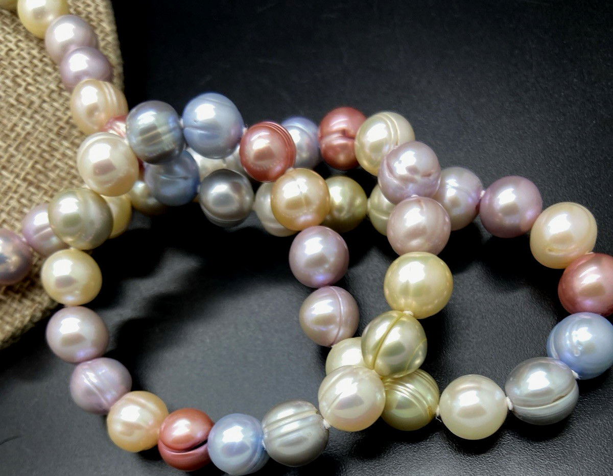 HONORA STERLING SILVER GELATO MULTI COLOR PEARL 36′” NECKLACE NEW IN POUCH