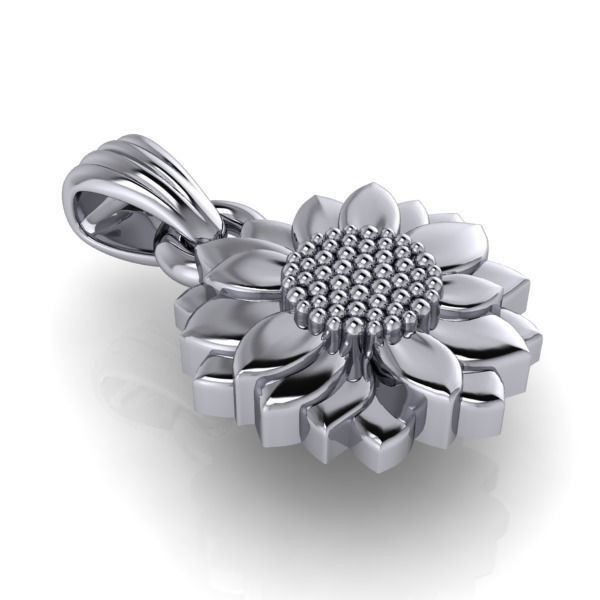 Sunflower Pendant | 999 Fine Silver 23mm | Handmade USA