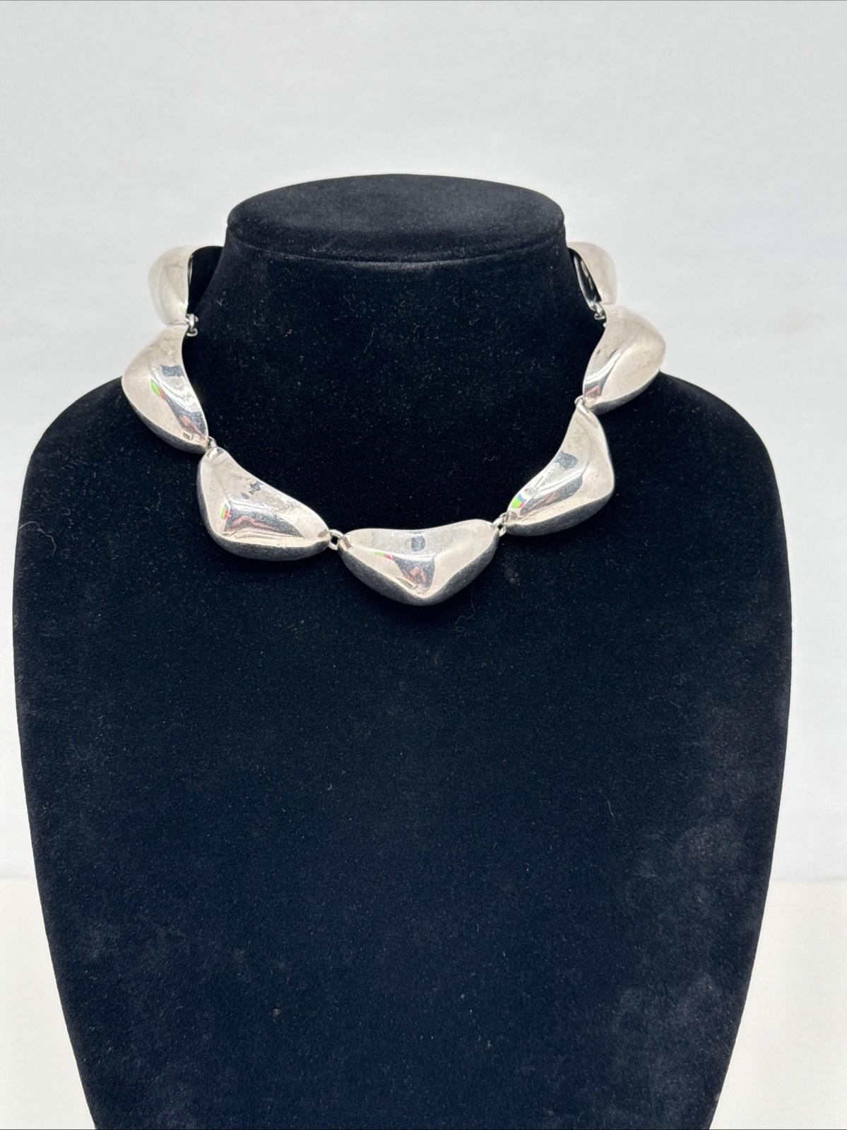 Sterling Silver Mexico Necklace Huge Chunky Statement Piece Pointed Dome 99g