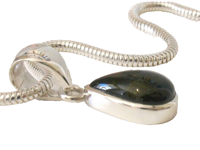 Green Tourmaline Pear Drop Pendant in Sterling Silver – 3.8 Carats, Eye Clean