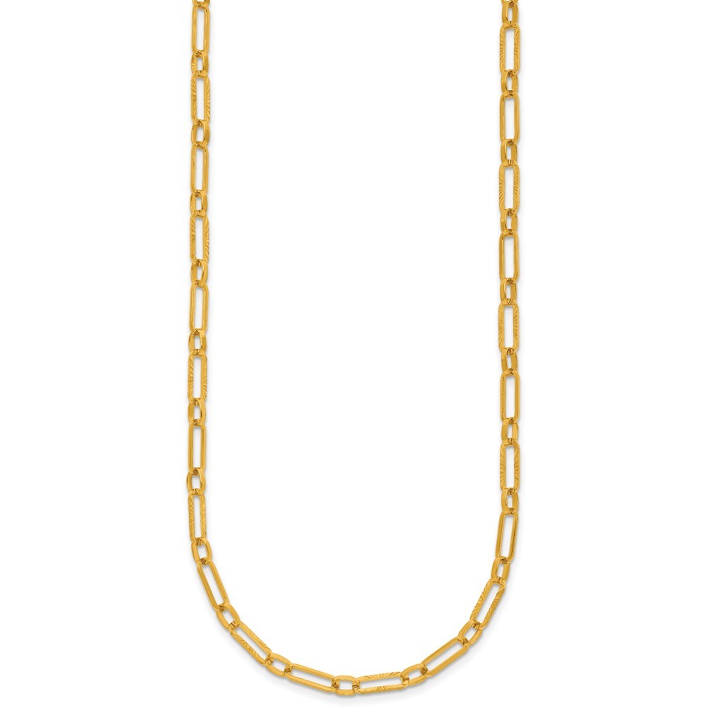 24k Yellow Gold Polished and Diamond-cut 10mm Paperclip Chain Necklace 18″