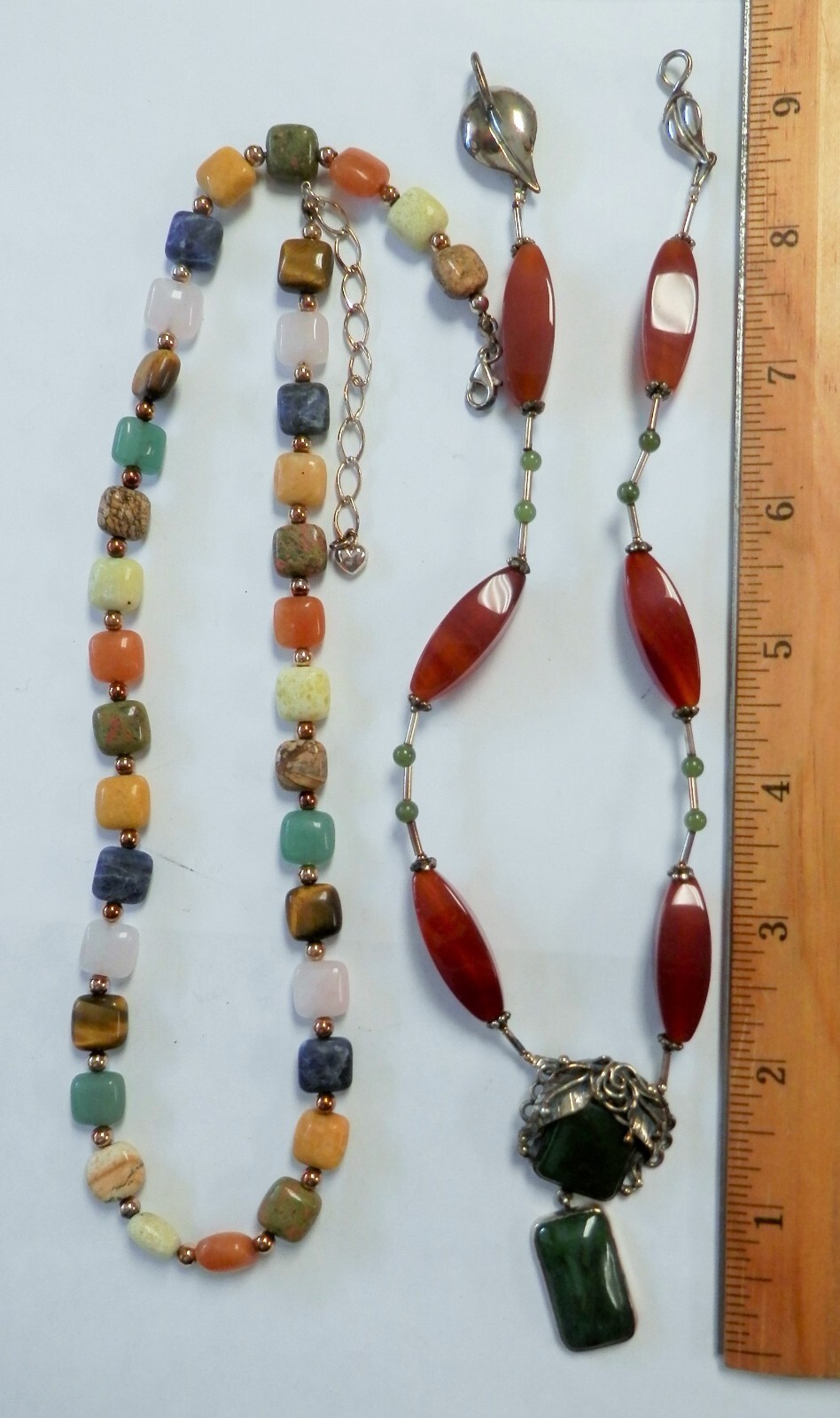 2 Sterling Silver Multi Stone Necklaces DTR Jay King 22.75″ & S w/ Crown 17″