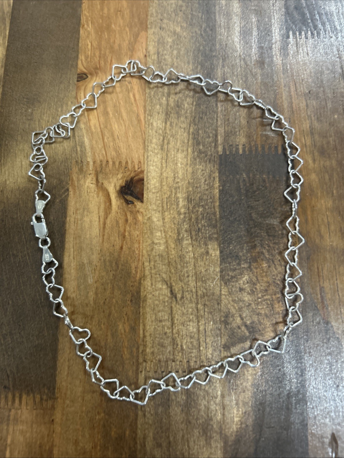 Italian Sterling Silver Heart Chain Necklace 16.25 Inches 7.75 Grams