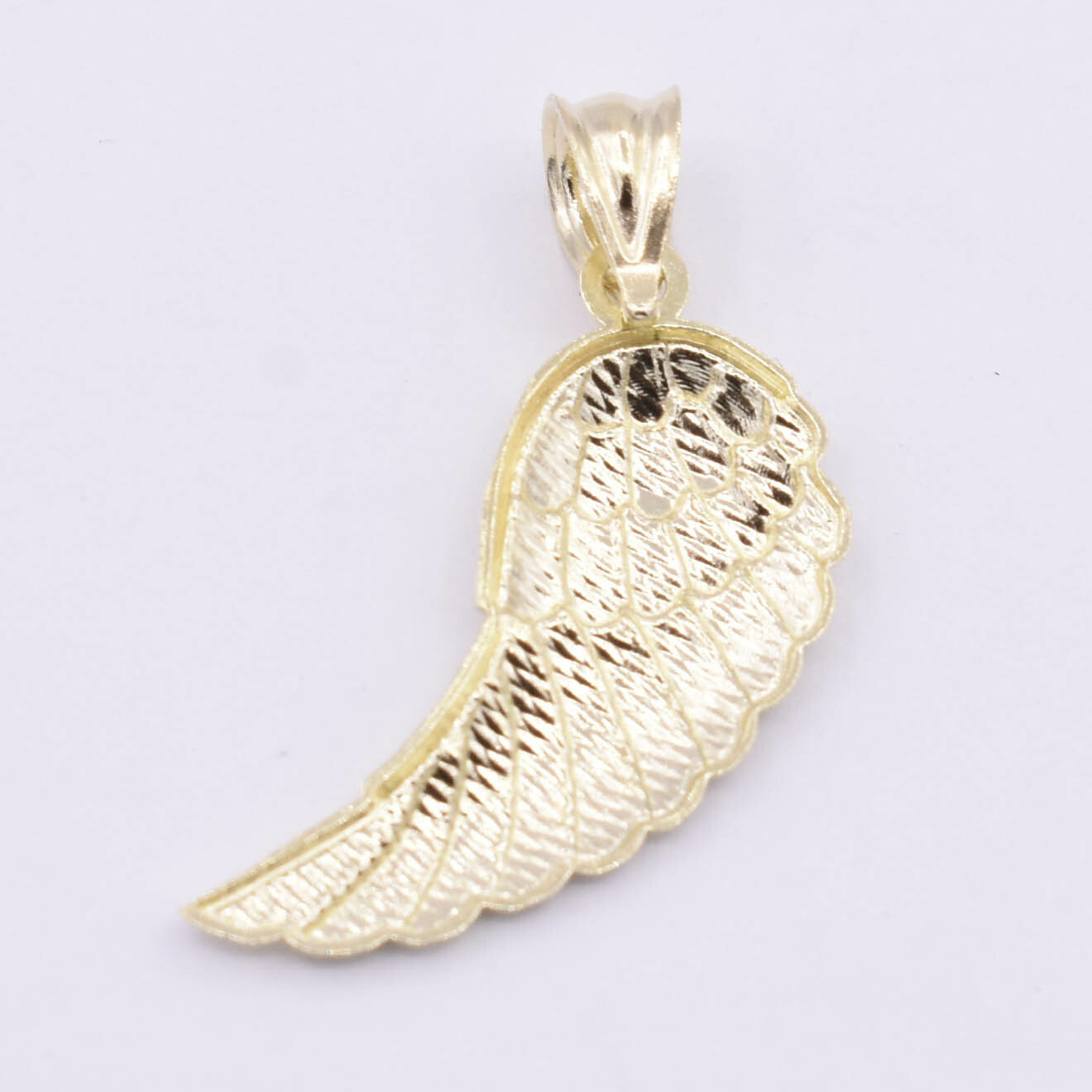Diamond-Cut Angel Wing Pendant Charm Real 10K Yellow Gold ALL SIZES