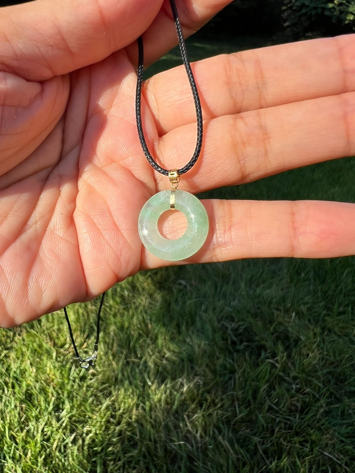 Icy Green 18k Solid Gold 100% Natural Grade A Jadeite Jade Pendant H178 5