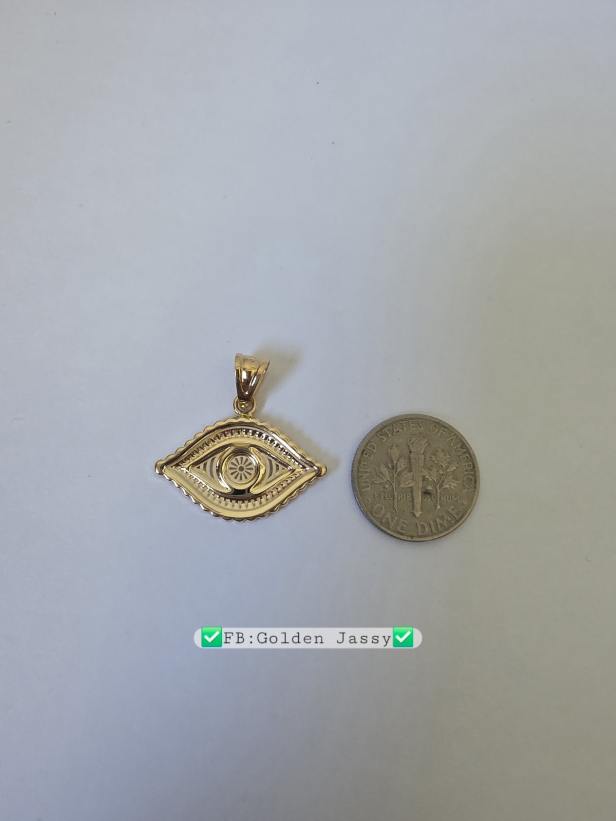 18K Real Gold Evil Eye Pendant