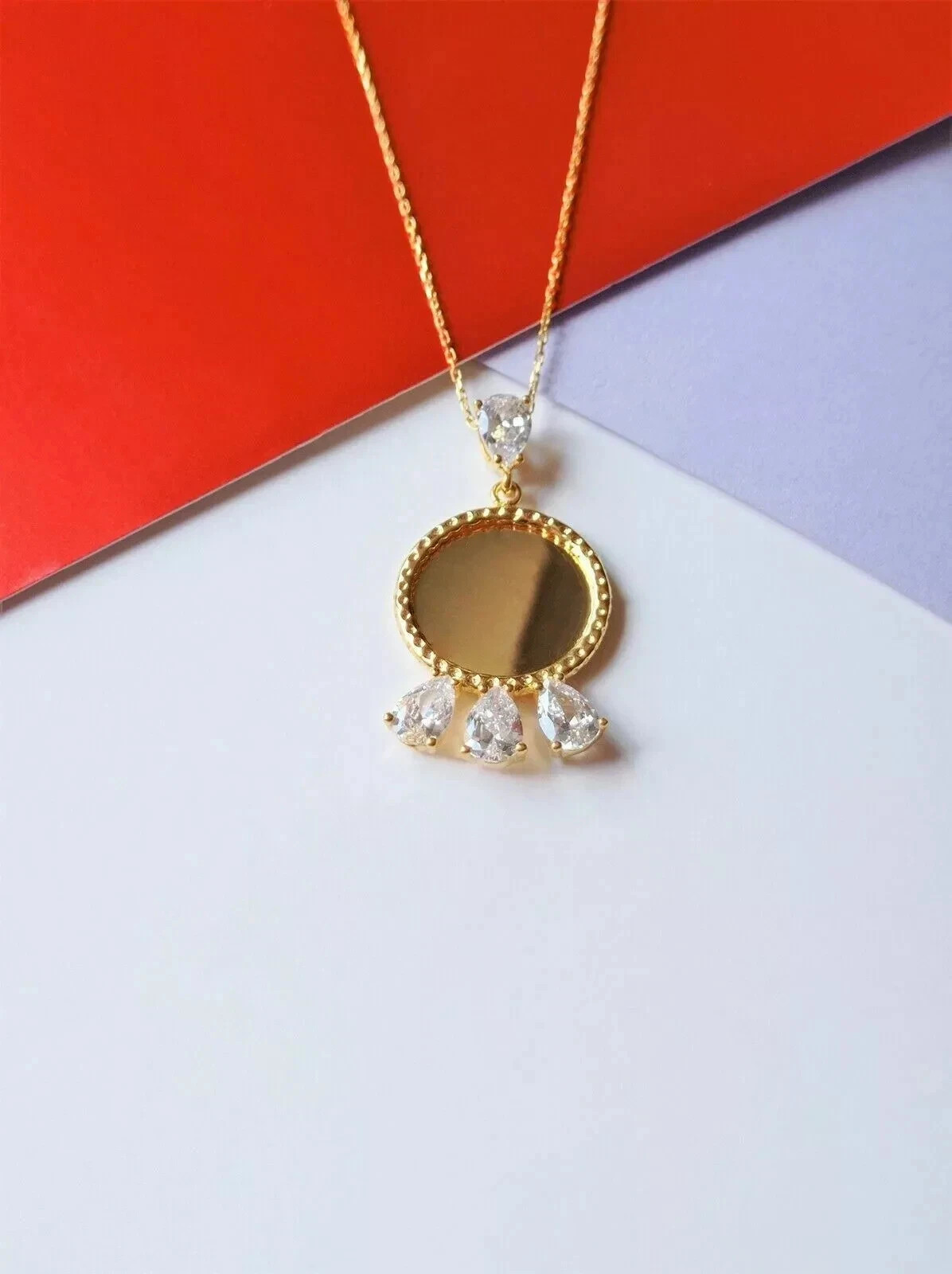 2Ct Pear Cut VVS1 Diamond Memory Pendant 14k Yellow Gold Finish Free 18″ Chain