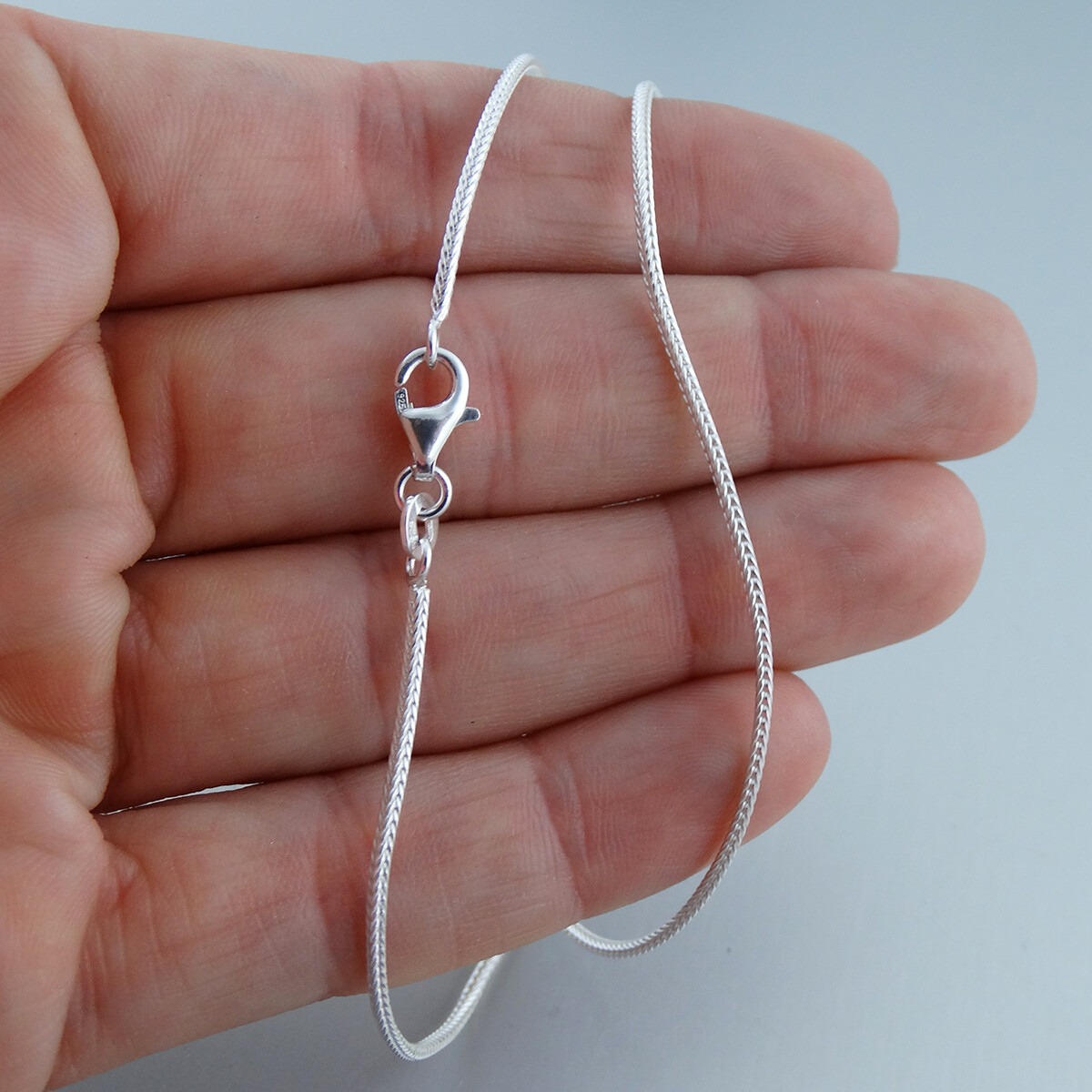 1mm Polished Round Foxtail Chain Necklace – 925 Sterling Silver – Lobster Clasp