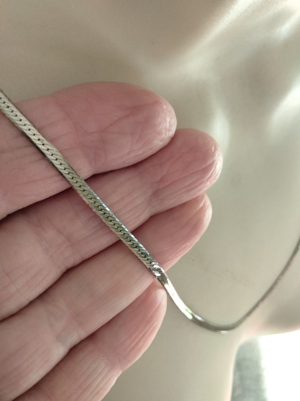 Genuine Sterling Silver 925 Herringbone Chain 24 In Long 1/8 In or 3mm Wide