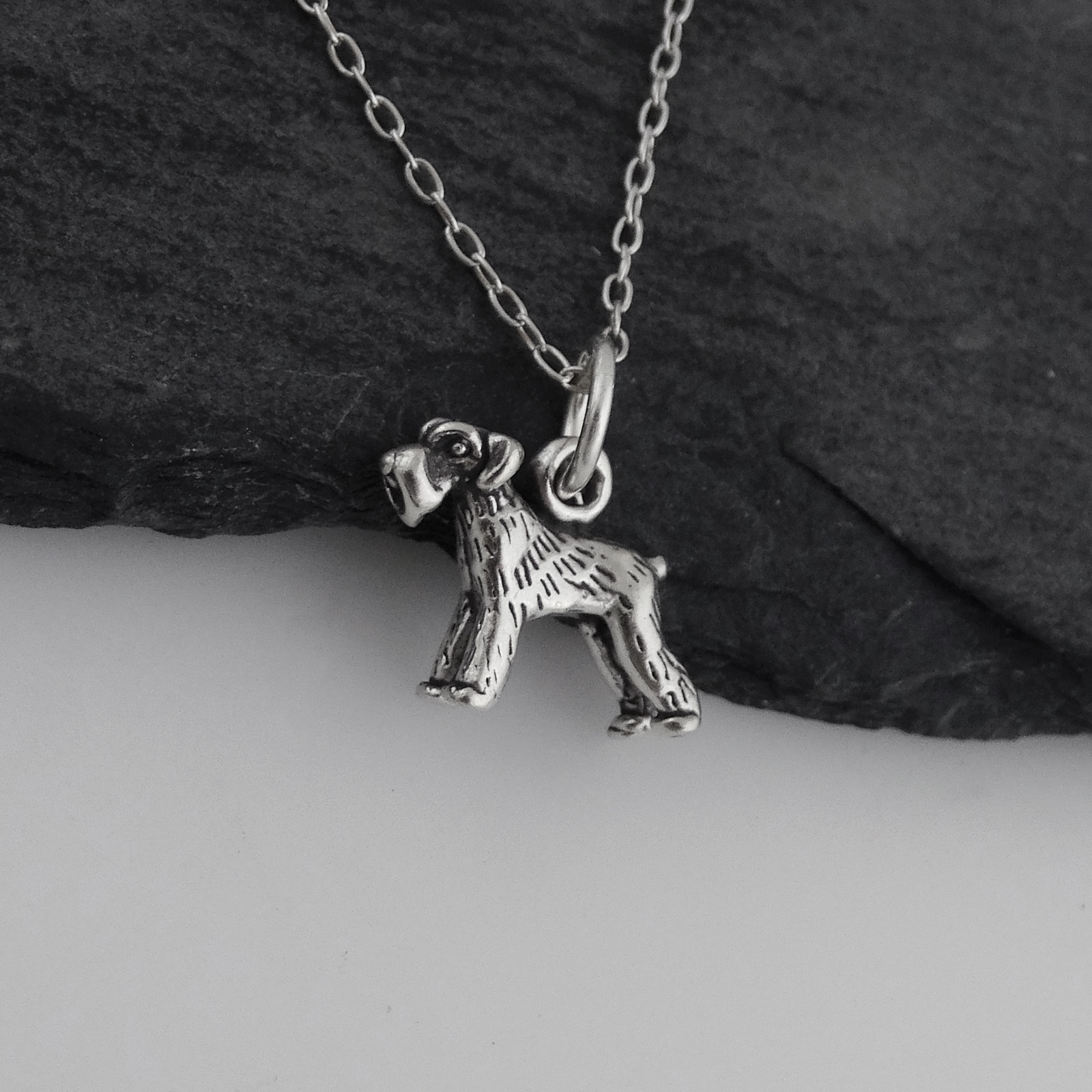 Tiny Schnauzer Dog Charm Necklace – 925 Sterling Silver – German Miniature Gift