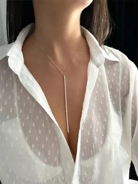 2.25Ct Round Cut Lab-Created Diamond Lariat Drop Necklace 14K Yellow Gold Plated
