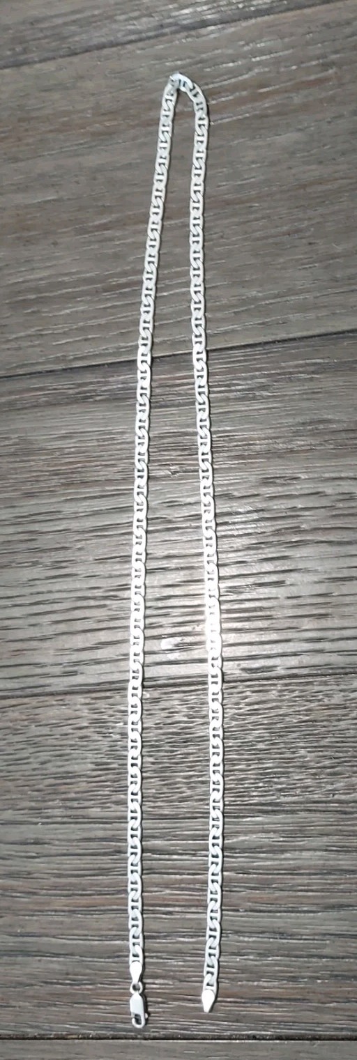 Figaro Sterling Silver Stamped 925 Necklace 22 Grams 24″ Long