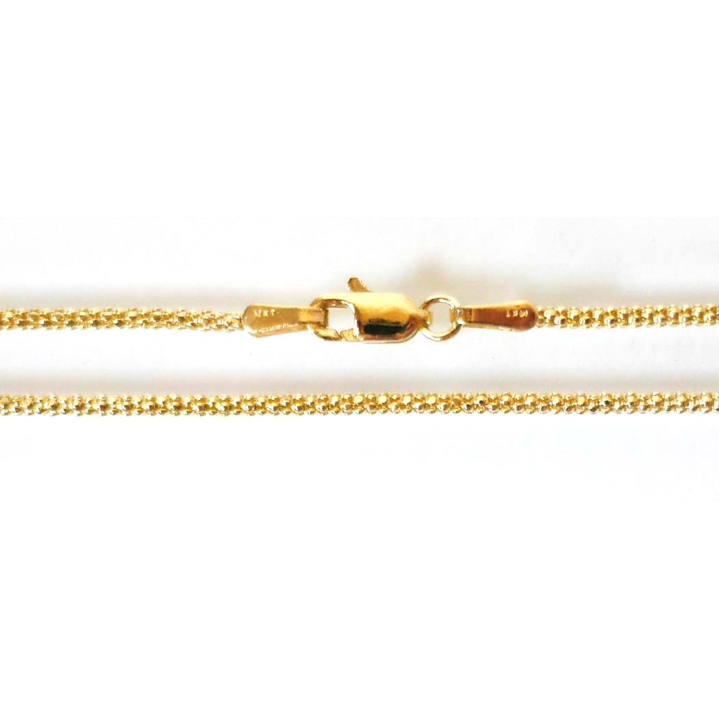 14K Solid Yellow Gold Popcorn Chain 1.6 mm Length: (40 cm)16 inches Pop-70