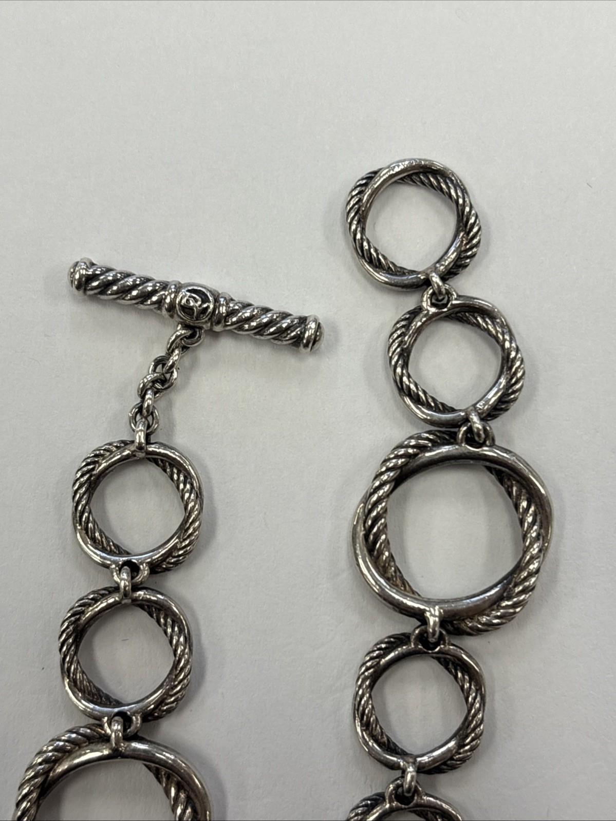 David Yurman Silver Crossover Infinity Rope Circle Chain Necklace 17”