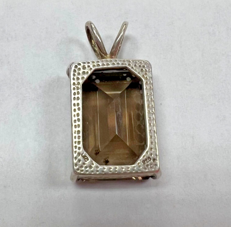 Unknown Designer Sterling Silver Pendant with Smoky Quartz [055DuW]