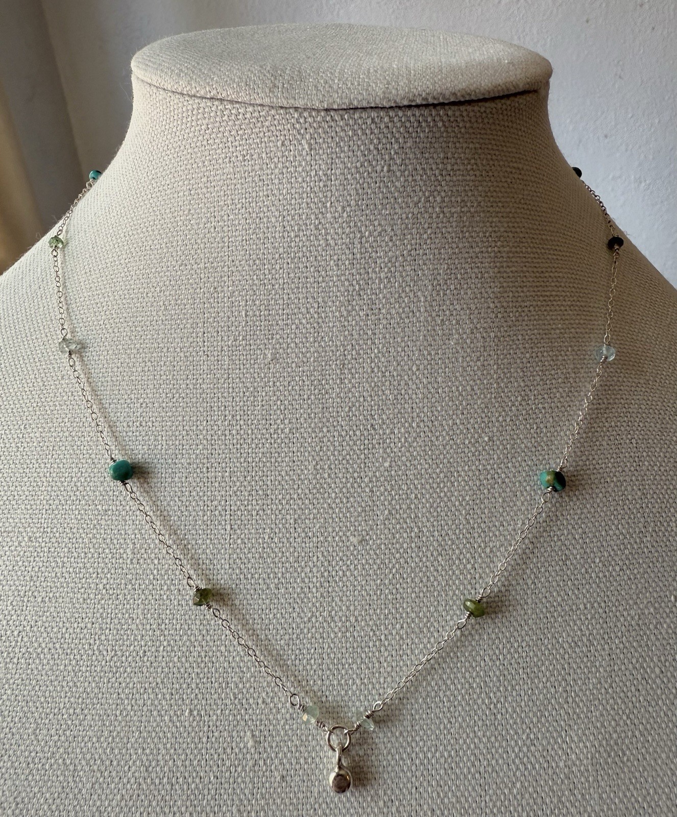 Sterling Silver Beaded Station Necklace