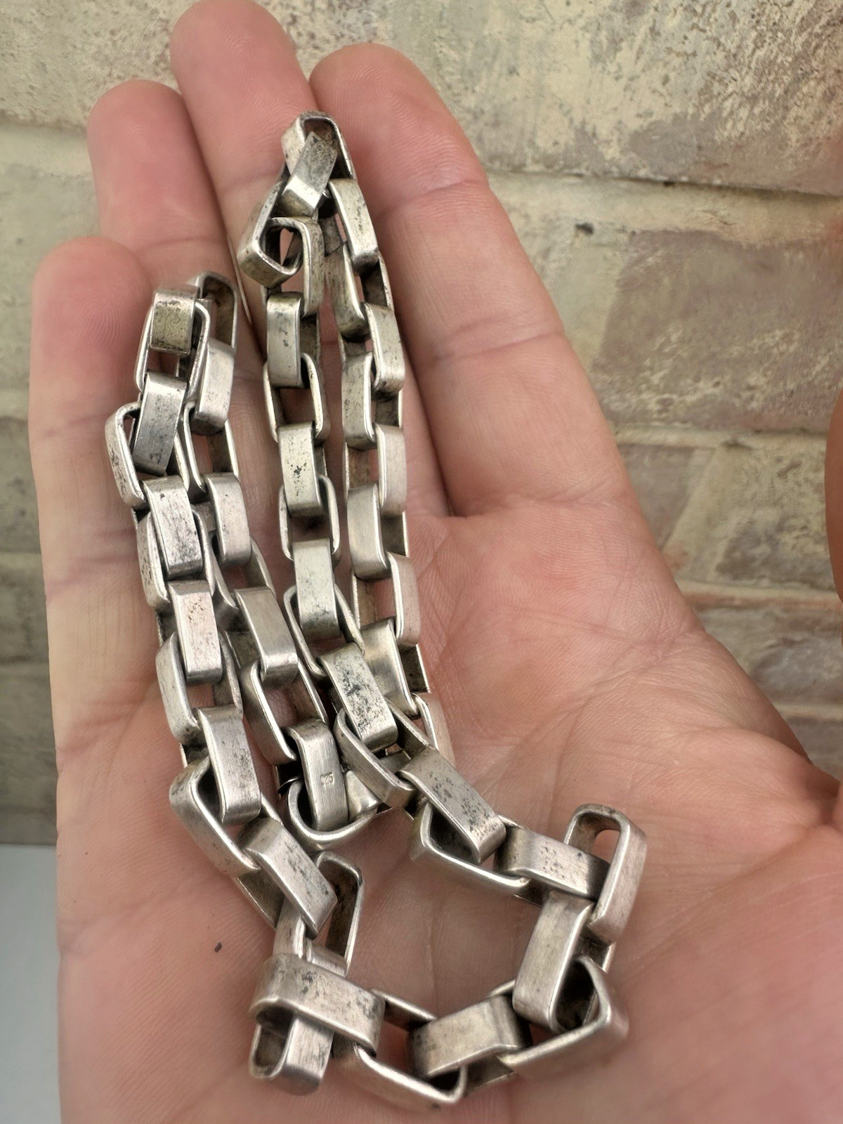 Hallmarked .925 Solid Sterling Silver Chunky Link Necklace 18Inches x7mm x12 mm