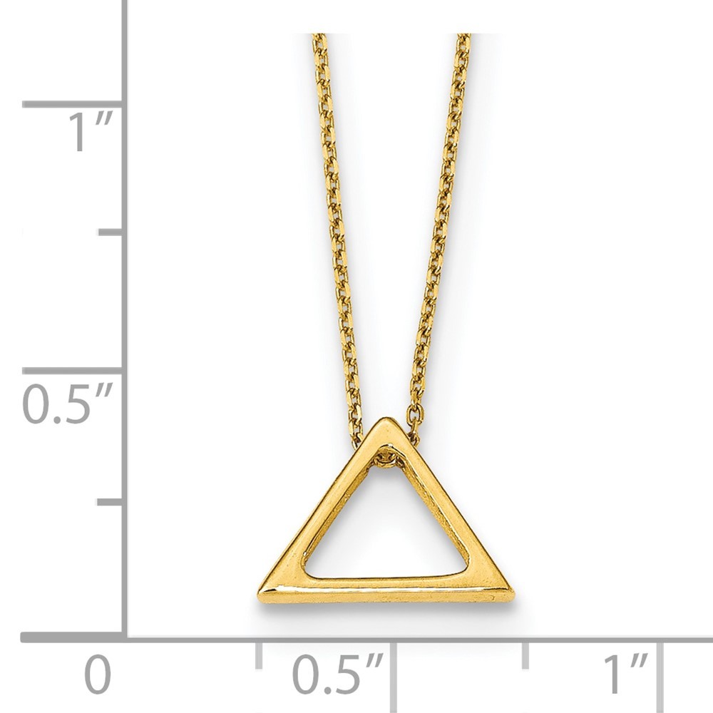 14k Yellow Gold Polished Triangle Necklace 16″ w/2 in ext.