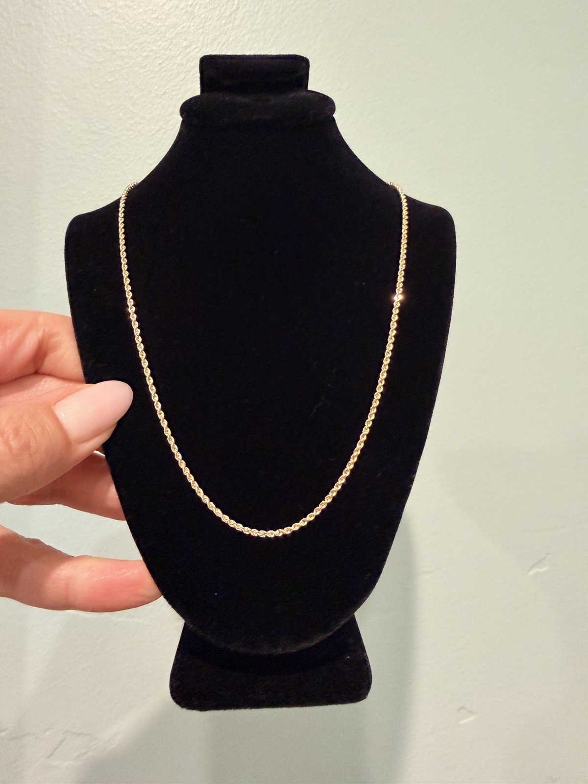 New Beautiful 18k Gold 18”, 1.6mm Diamond Cut Rope Chain, Not Plated, Not Filled