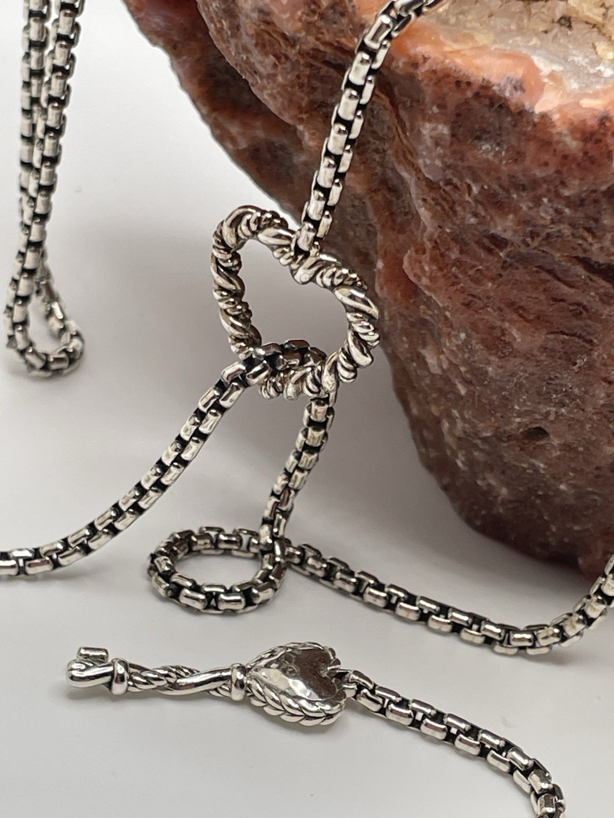 JAI John Hardy Sterling Silver Heart Key Love Lariat 36″ Necklace 28.77 Grams