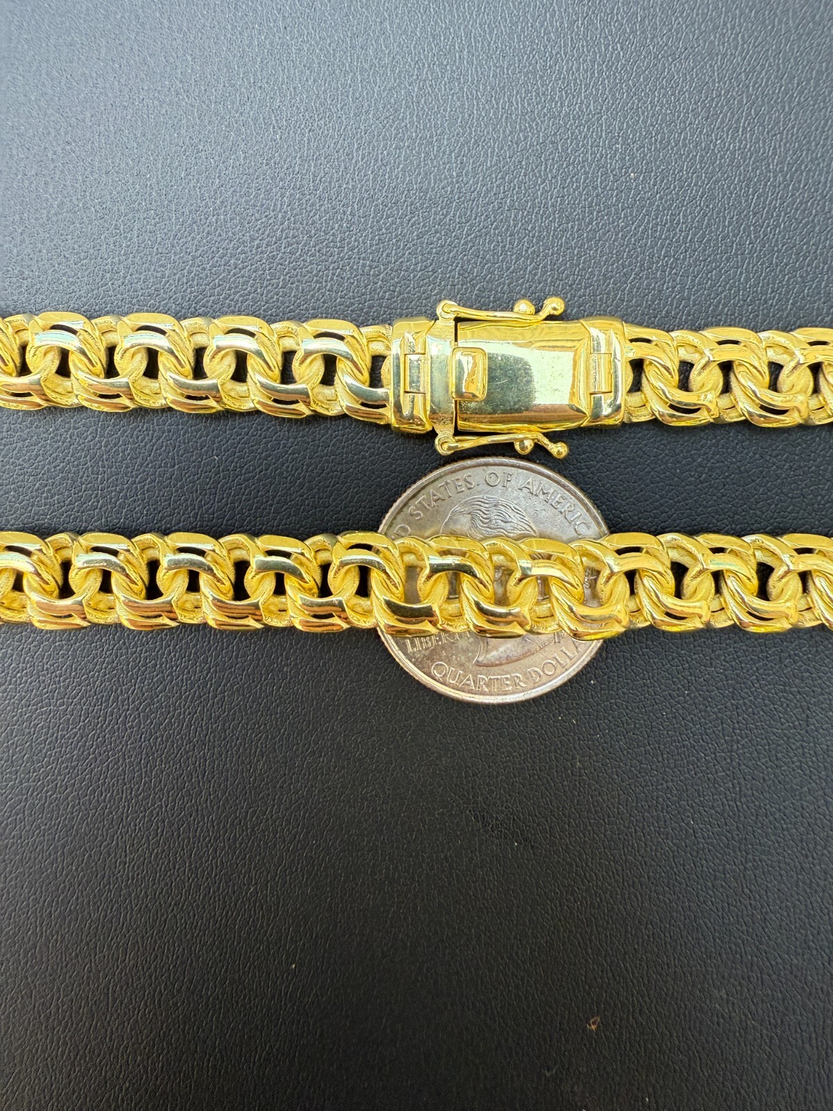 Handmade 9mm Bismark Garibaldi Chino Chain 14k Gold Over 925 Silver Necklace