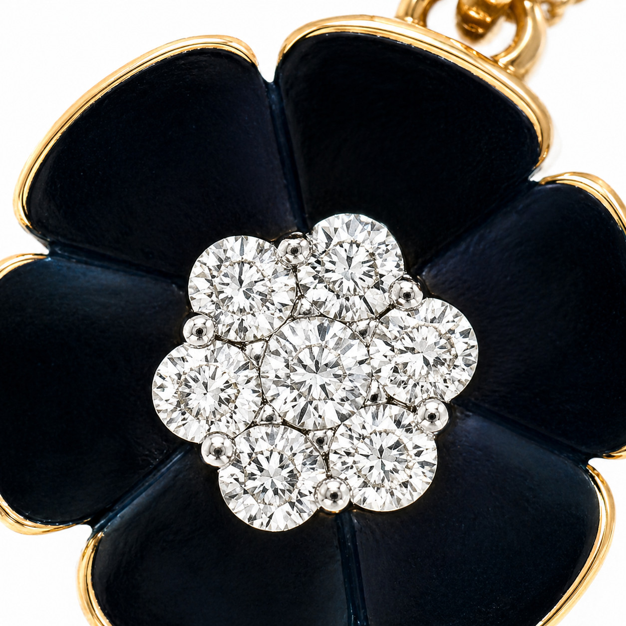 Natural Diamond Floral Pendant Necklace – 14KY Gold Bridal Cocktail Anniversary