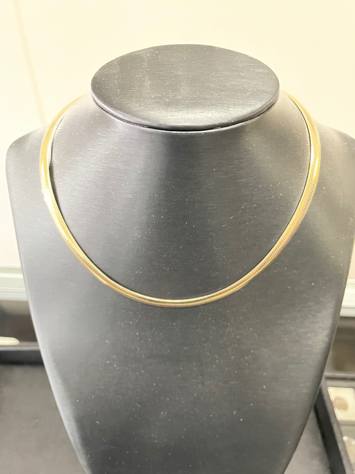 Vintage Gold Plated Sterling Silver Round Snake Link Necklace 15″ Inches