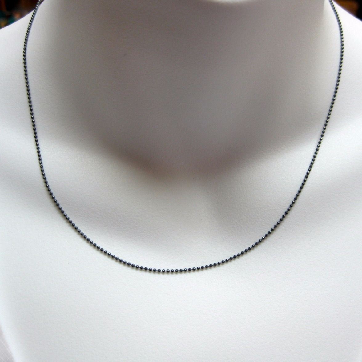Oxidized Sterling Silver Necklace – 1.2mm Ball Chain (16″-36″)