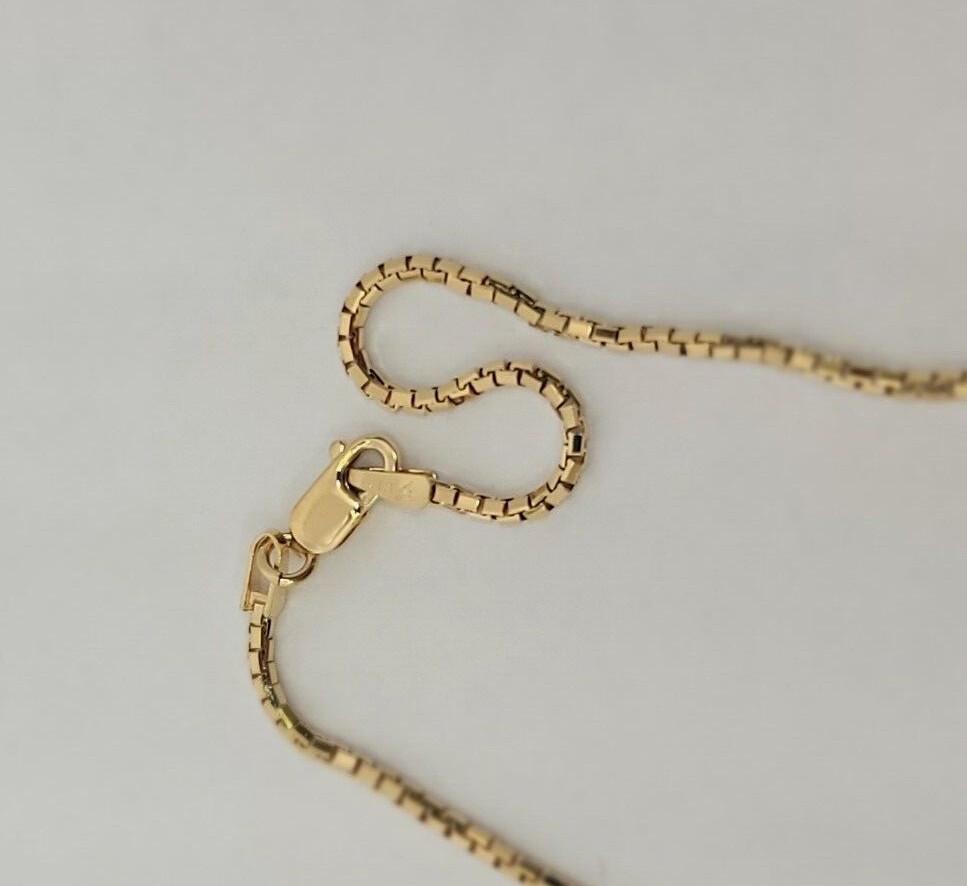 Authentic 14K Solid Yellow Gold Box Chain Necklace 0.55mm-2.5mm All Size 16″-30″
