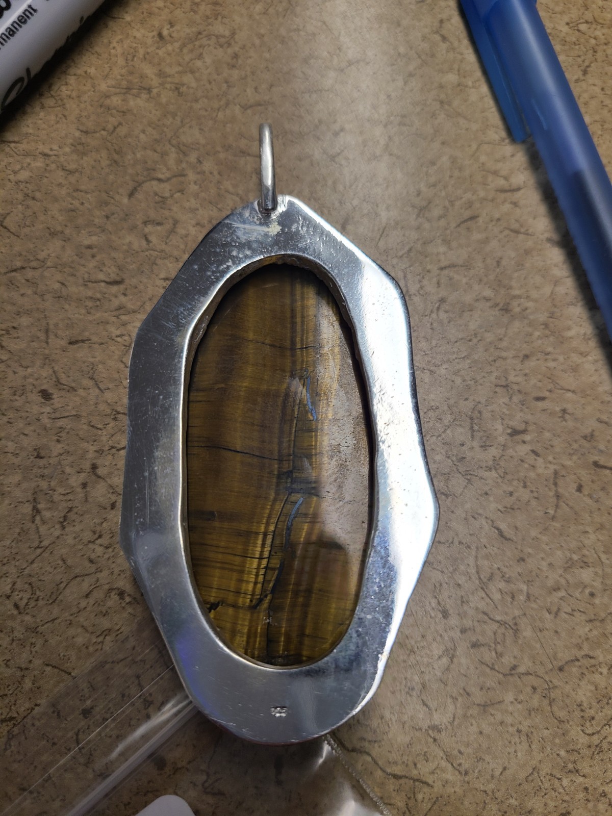 3.5″ Tiger’s Eye Sterling Silver Pendant