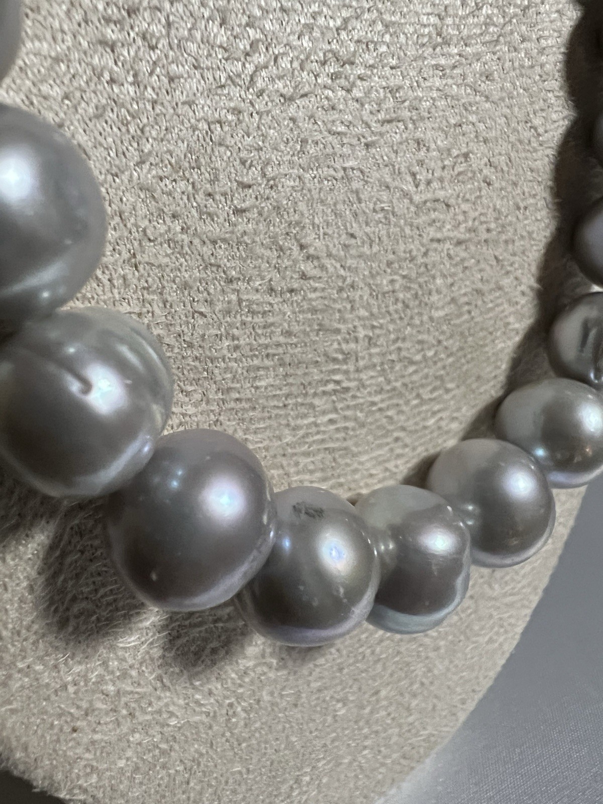 Heavy 100g Vintage OP Grey Pearl Strand Necklace Knotted Sterling Silver 925