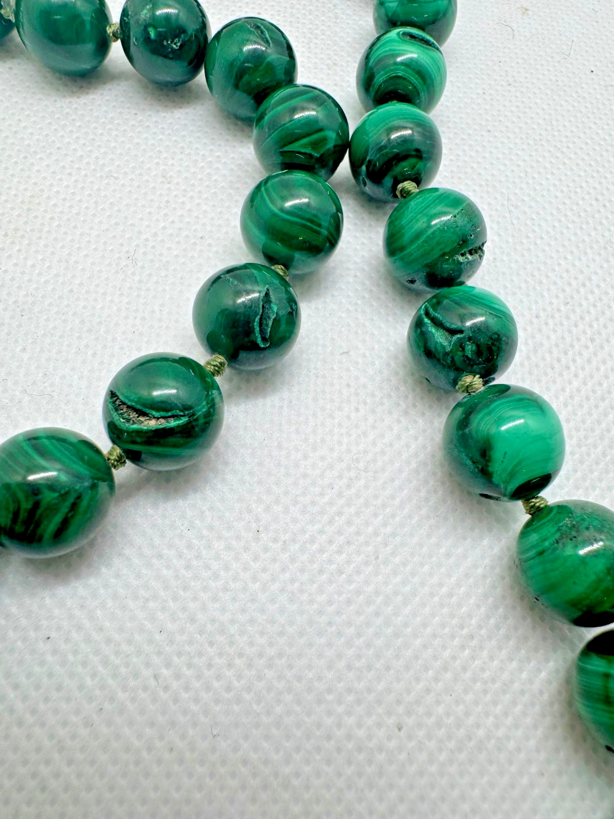 925 Sterling Silver 10mm Malachite Bead 18″-21″ Necklace Shepherd’s Hook