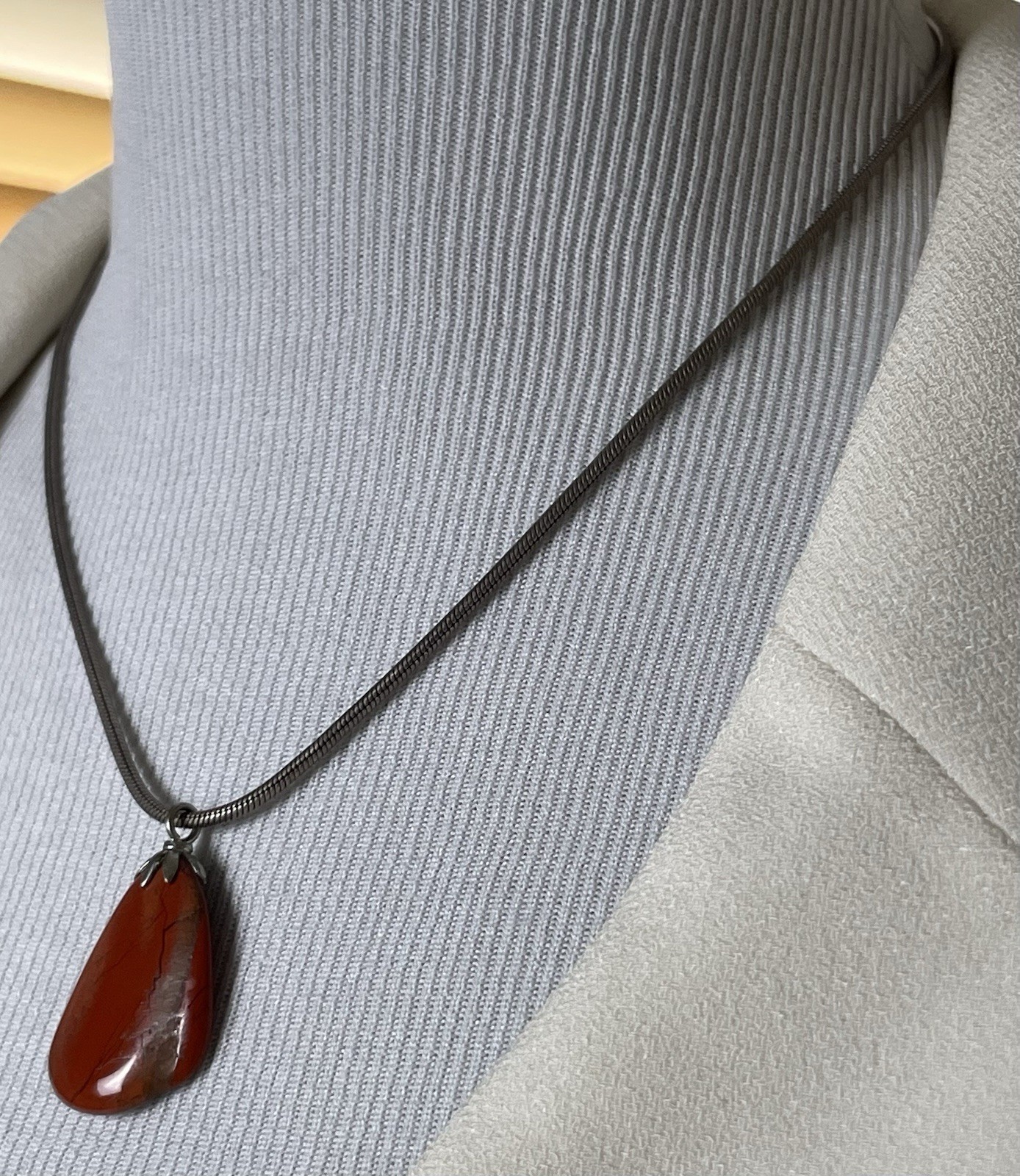 Vtg 925 Sterling Silver Tourmaline Pendant Necklace 18” Snake Chain AGI Italy