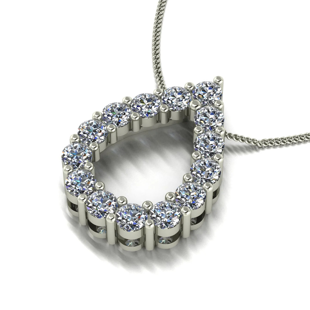 White Gold Diamond Pendant GLI HRD Round 0.80 Ct Lab Created 18k Women Necklaces