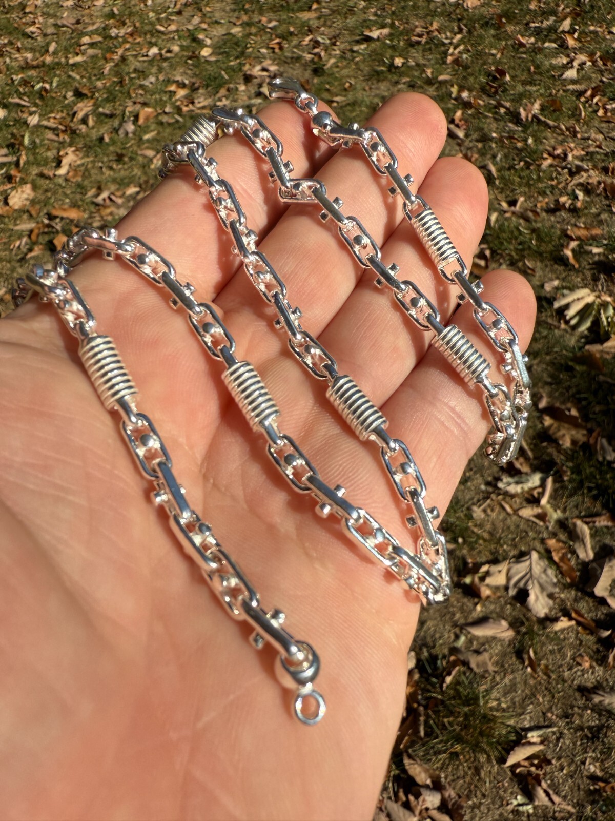 Real 925 Sterling Silver Handmade 5mm Spring Barrel Bullet Rolo Chain Necklace