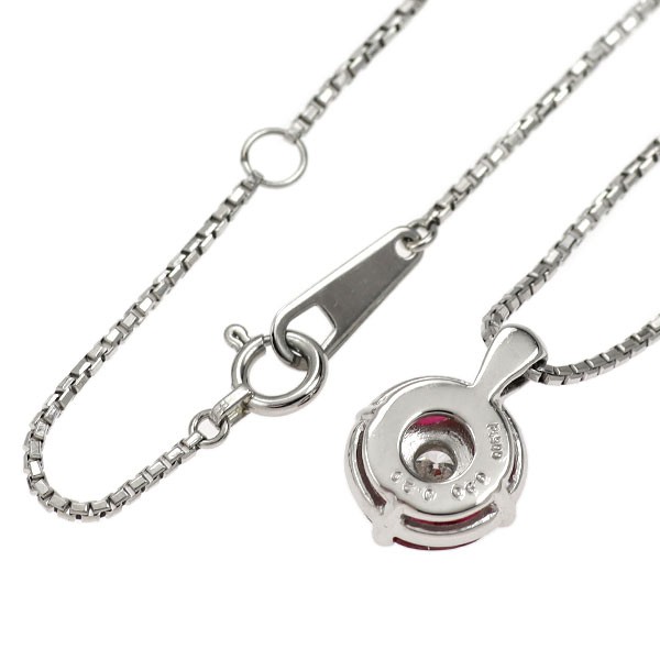 Pt900/ Pt850 Diamond Ruby Pendant Necklace 0.20ct R0.90ct – Auth free shipping f