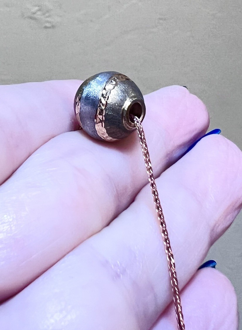 BEAUTIFUL Designer 14 Kt. Rose, Yellow & White Gold Engraved Ball/Bead Necklace